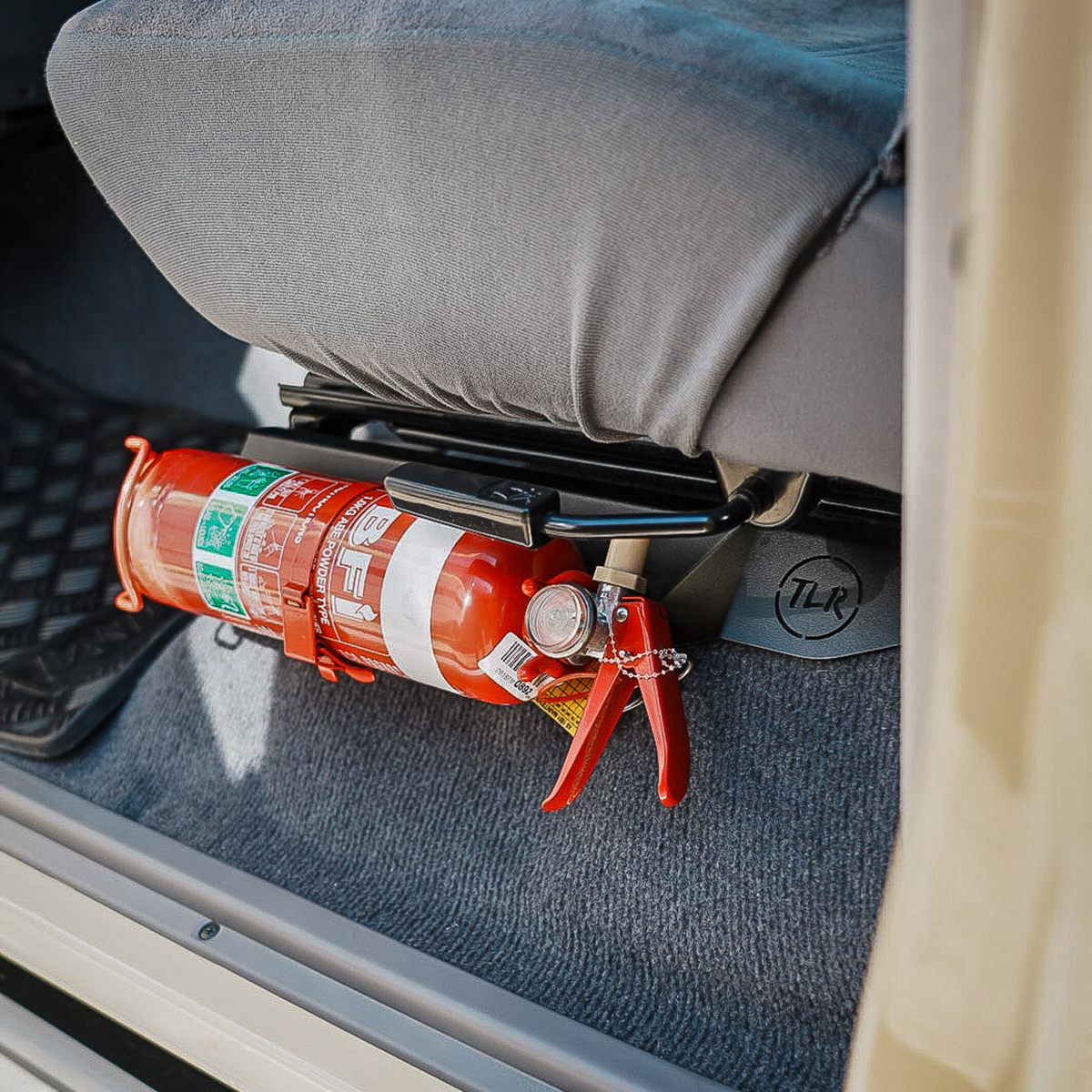 Fire Extinguisher Mount - Toyota 78 Series Troopcarrier - Passenger Side Seat - Image 4